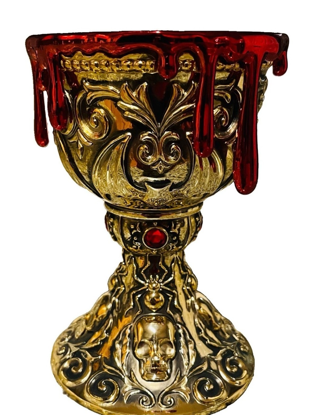 NWT Bath & Body Works Gold Goblet Candle Holder with Red Blood Drip🩸 Accent